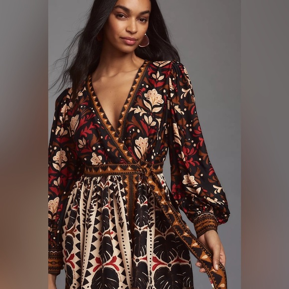 Farm Rio Tapestry Garden V-Neck Belted Mini Dress - Picture 3 of 9